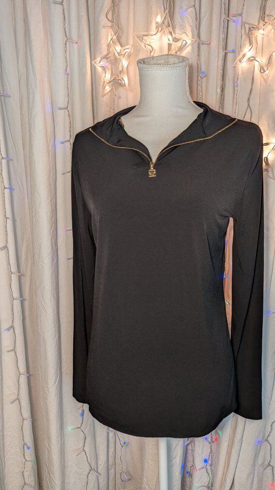 Anne Klein Long Sleeve 1/4 zip Pullover Top, Size