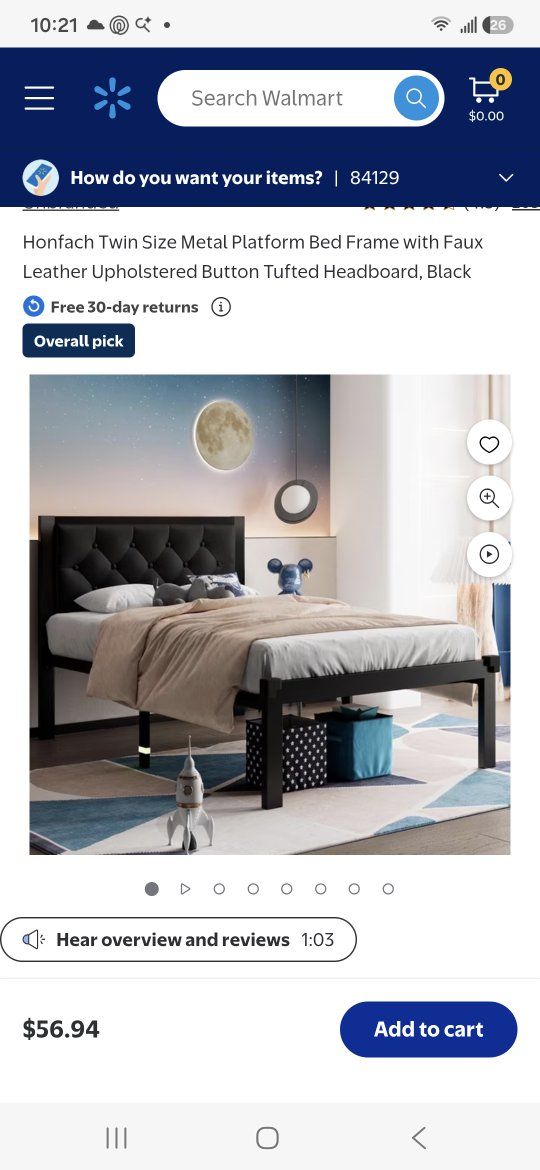 New Twin Size Metal Platform Bed Frame with Black Faux Leather Upholstered Button Tufted Headboard, No Box Spring Needed storage