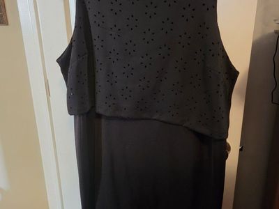 Beautiful Black Perforated Overlay Plus Size Dress - Size 3X