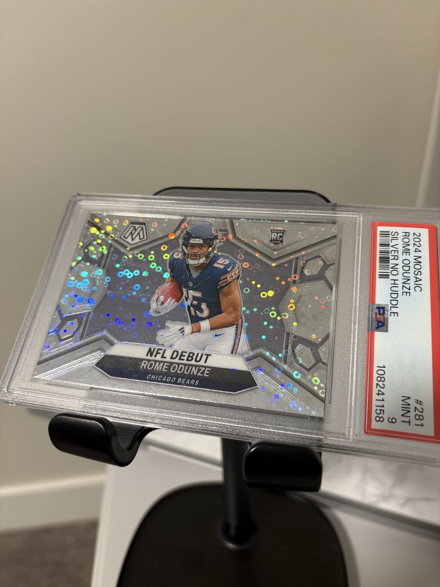 2024 Mosaic Rome Odunze Silver No Huddle NFL Debut Chicago Bears Rookie Card PSA 9 Mint