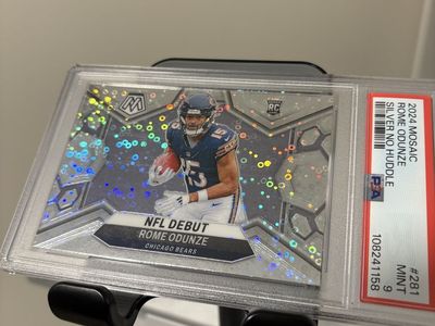 2024 Mosaic Rome Odunze Silver No Huddle NFL Debut Chicago Bears Rookie Card PSA 9 Mint