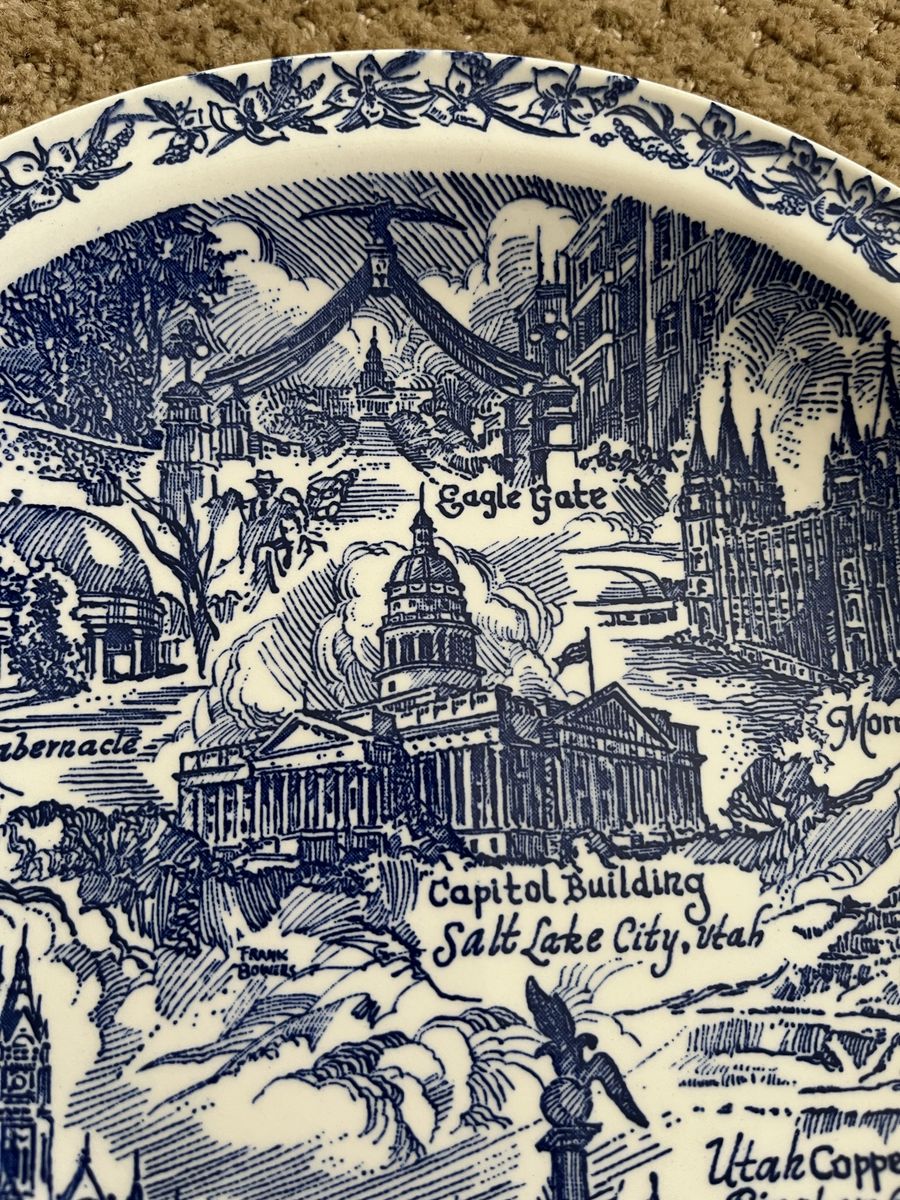Blue Salt Lake City Souvenir Plate - Vintage /Antique
