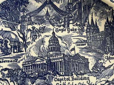 Blue Salt Lake City Souvenir Plate - Vintage /Antique