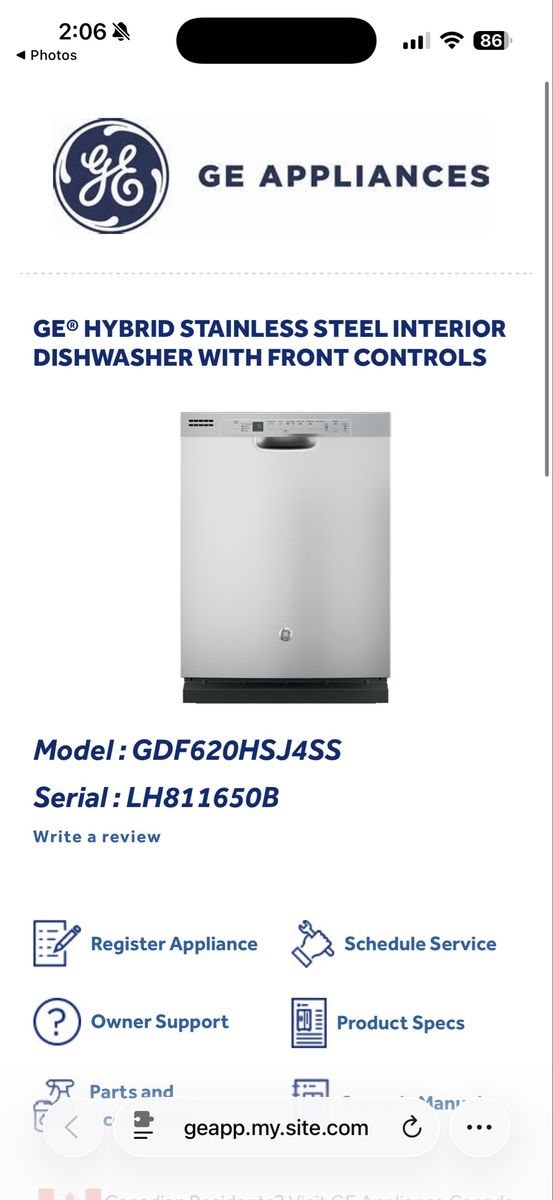 GE GDF620HSJ4SS Hybrid Stainless Steel Interior Dishwasher w/ Front Controls