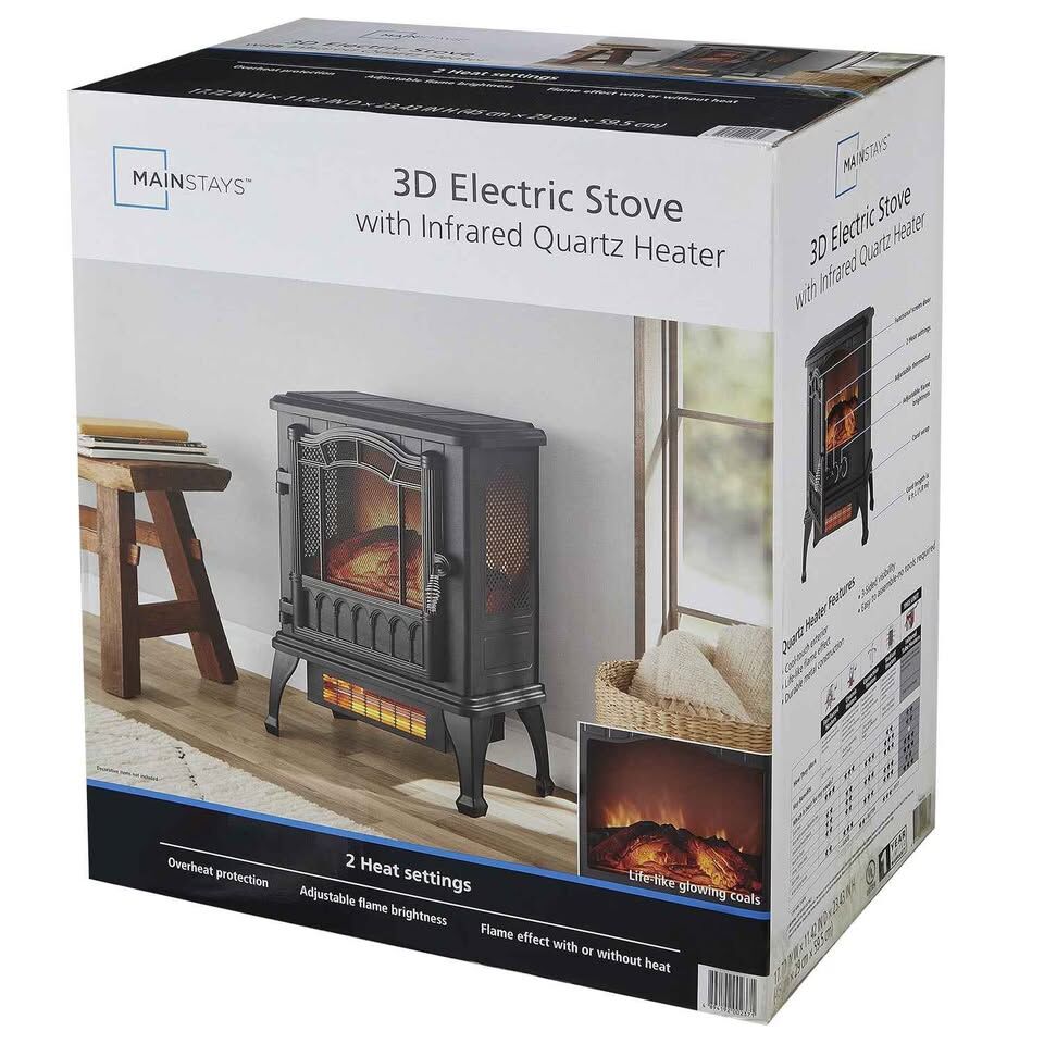 3D Electric Stove Heater with Life-like Flame, NEW