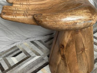 Hand-Carved Wooden Hand Stool — Solid Wood | Made in India