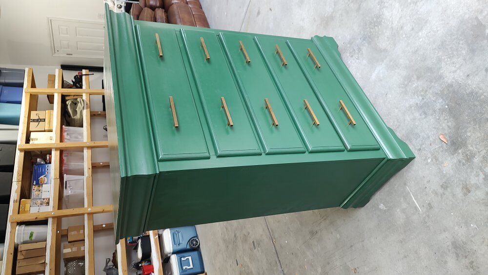 Beautiful green dresser with gold handles