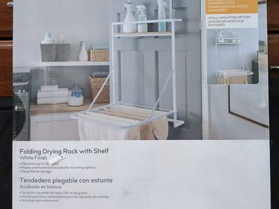 Folding drying rack with shelf