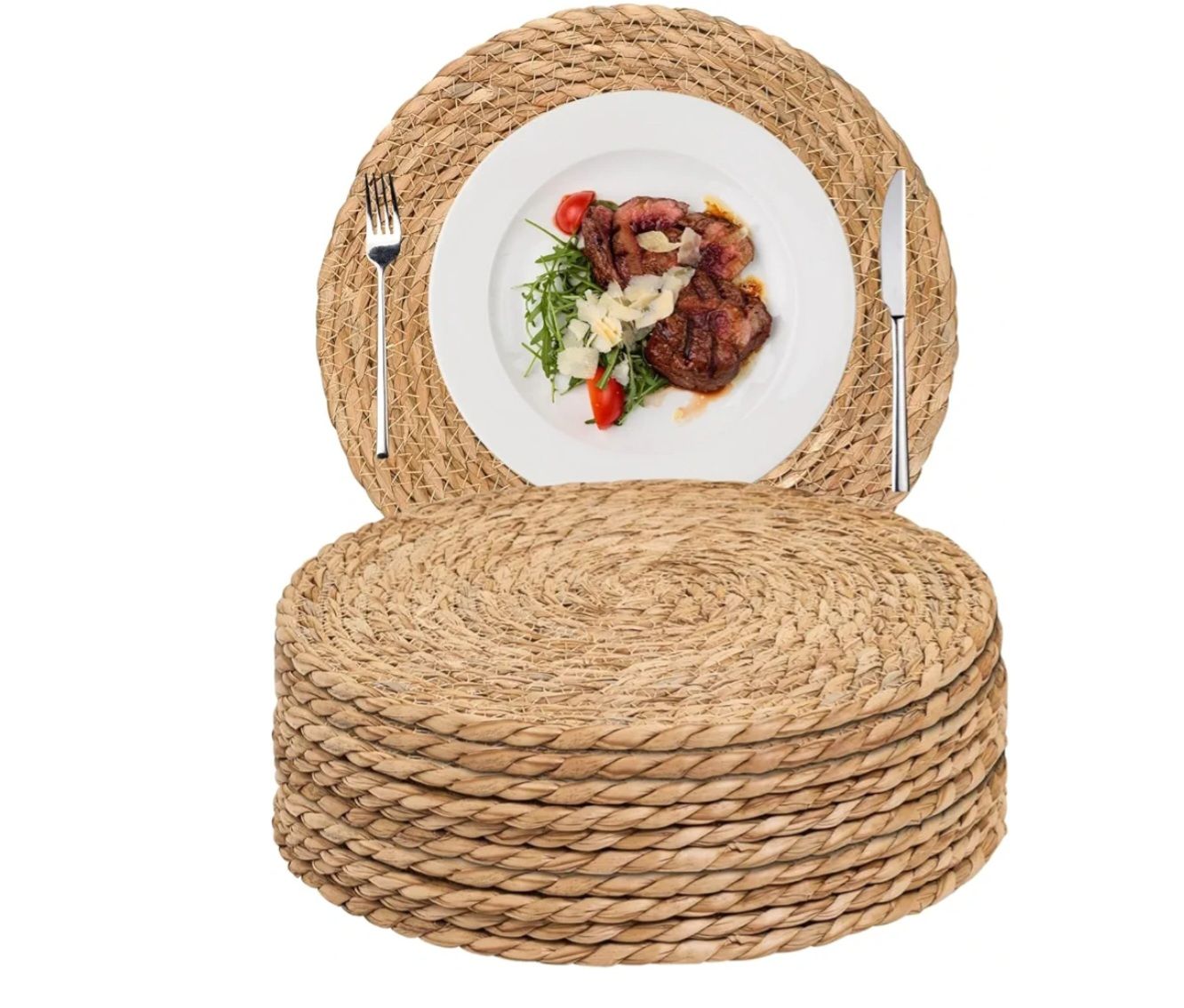 New Set of 10 Boho 14inch Handwoven Placemats Round