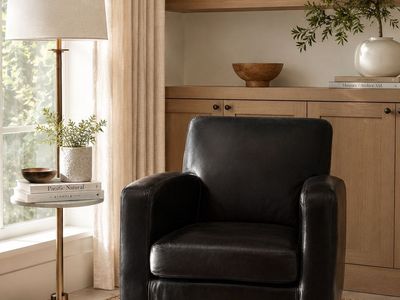 Rich Espresso Brown Genuine Leather Accent Lounge Chair - Low Profile, Modern Design (29"W x 31"D x 30"H)