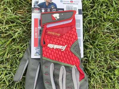 Franklin 2ND-SKINZ Youth Baseball Batting Gloves - Red/Grey, Size M