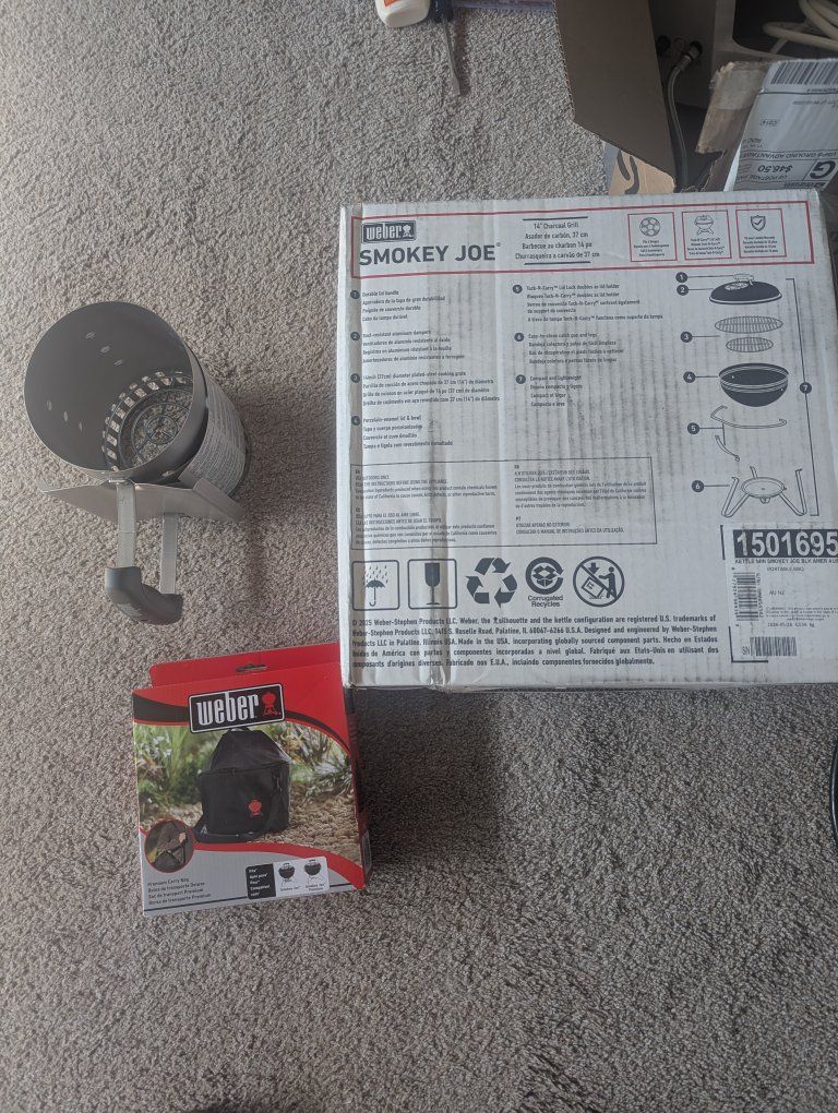 Weber Smokey Joe 14" Portable Charcoal Grill w/ Chimney Starter & Carry Bag