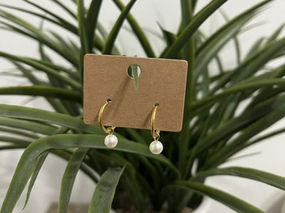 18k GP Stainless Steel pearl huggie Earrings