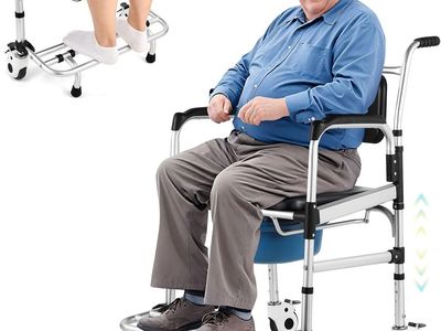 Rolling Shower Wheel Chair: 4-in-1 Bariatric Commode Chair for Elderly