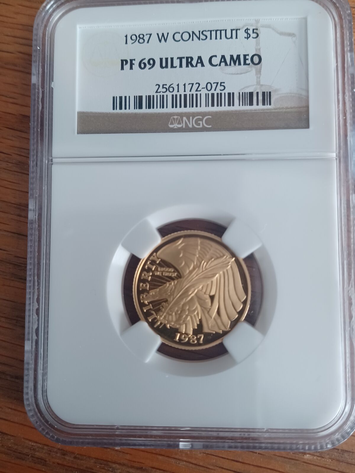 1987 W Costitution $5 Gold