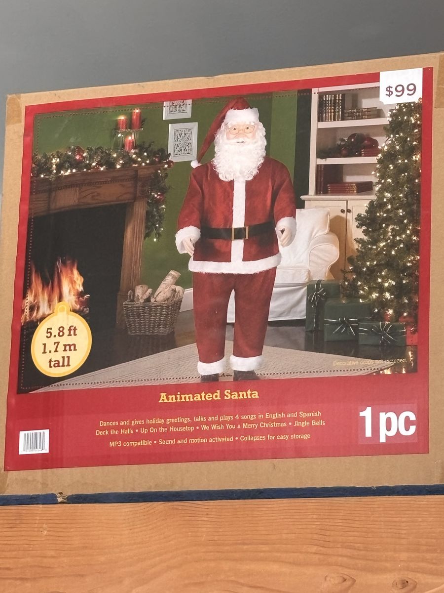 Animated Christmas Santa Claus Figure - 5.8ft, Dances, Sings 4 Songs, MP3 Compatible, Sound/Motion Activated
