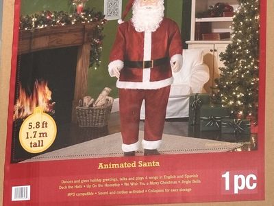 Animated Christmas Santa Claus Figure - 5.8ft, Dances, Sings 4 Songs, MP3 Compatible, Sound/Motion Activated