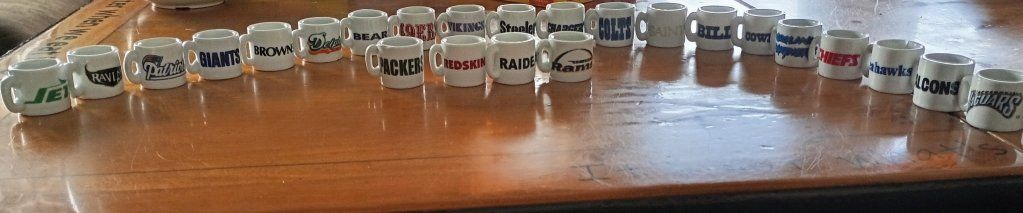 Vintage NFL Team Mini Mug Shot Glass Collection Set