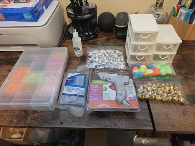 Crafting & Kids' Activity Bundle: Glue Gun, Loom Bands, Googly Eyes, Bells & More