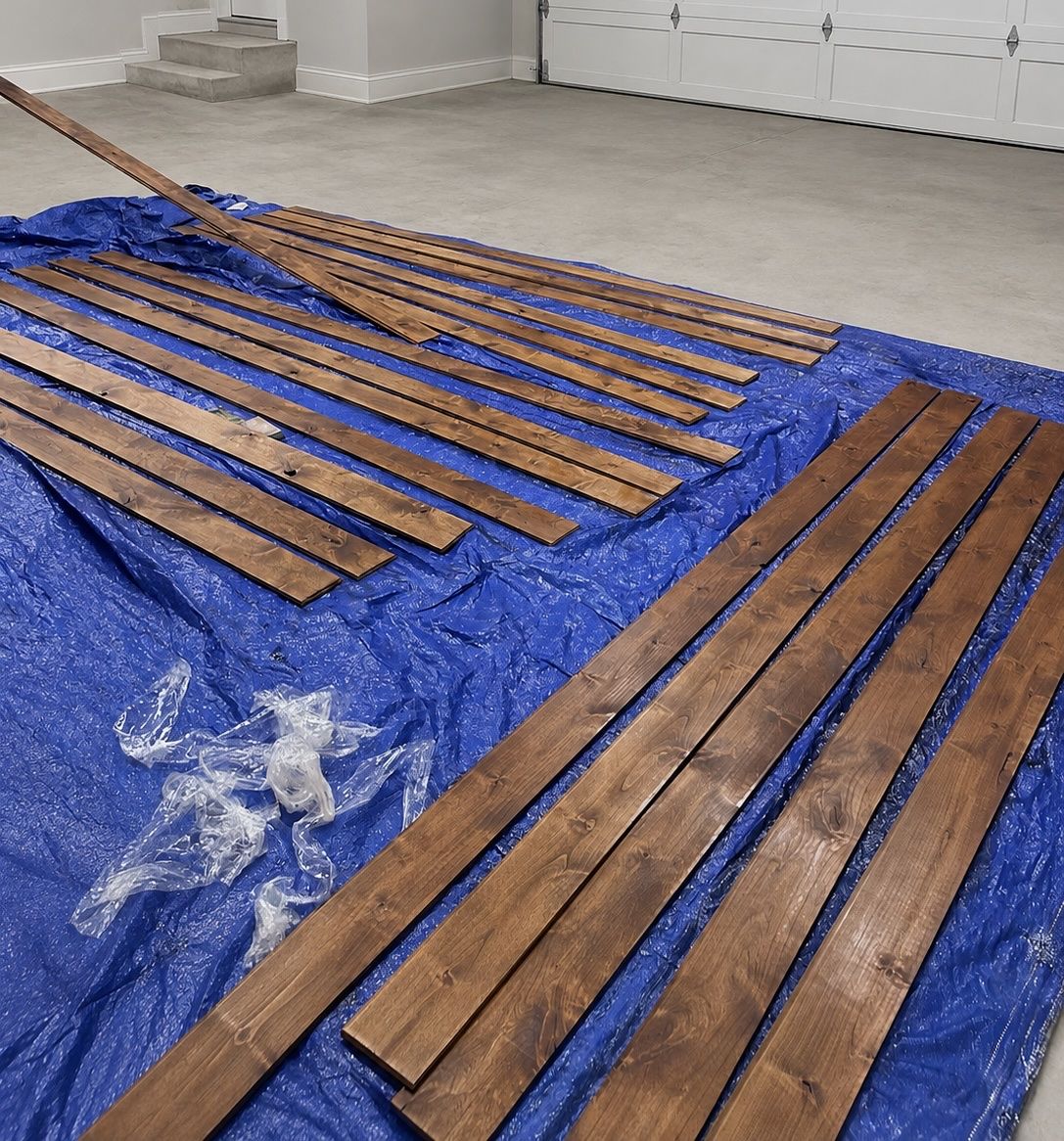 Finished Wood Stained Knotty Alder Shiplap Planks