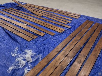 Finished Wood Stained Knotty Alder Shiplap Planks