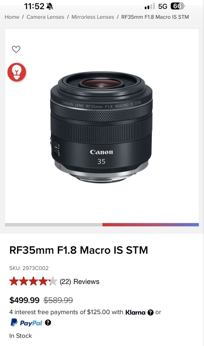 Canon RF35mm F1.8 Macro IS STM