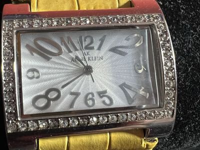 Anne Klein Women's Rectangle Crystal Bezel Watch - Yellow Faux Croc Band