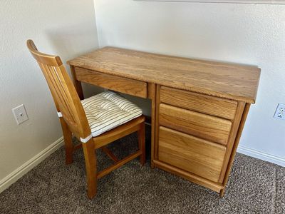 Office Desk and Chair - Solid Oak