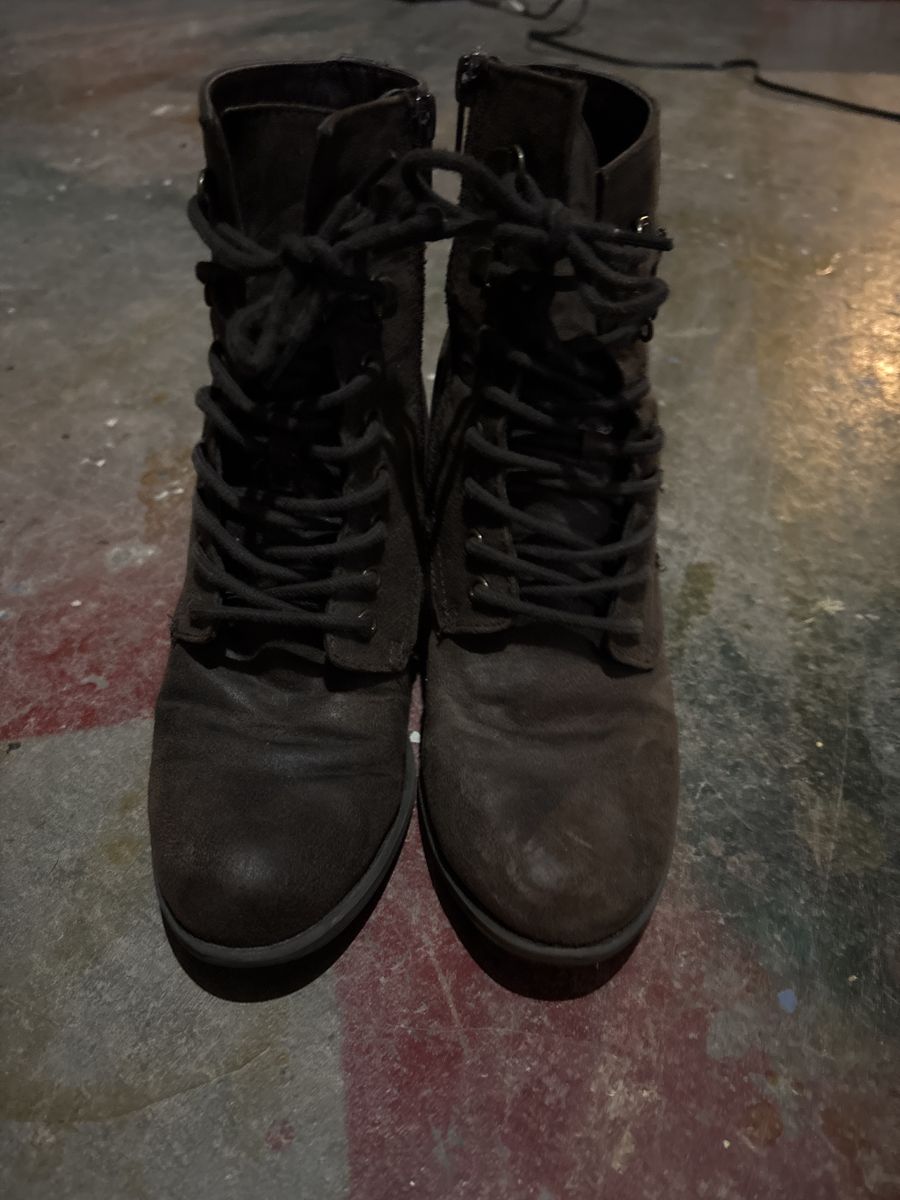 Brown Side-zip/front Laces Womens Sz 7