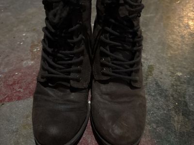 Brown Side-zip/front Laces Womens Sz 7