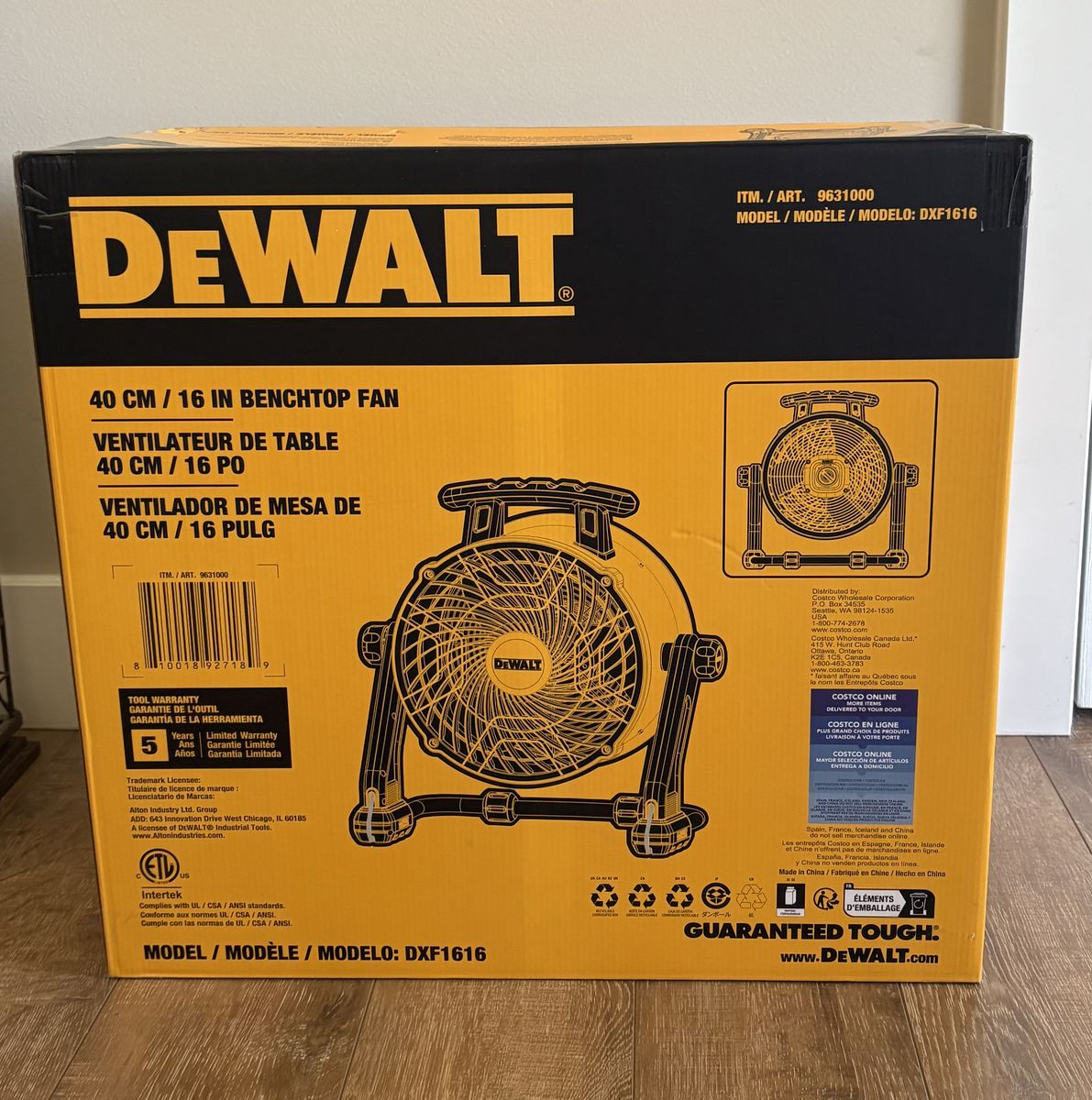 NEW DeWalt 16 inch 3-Speed Benchtop and Hanging Drum Fan