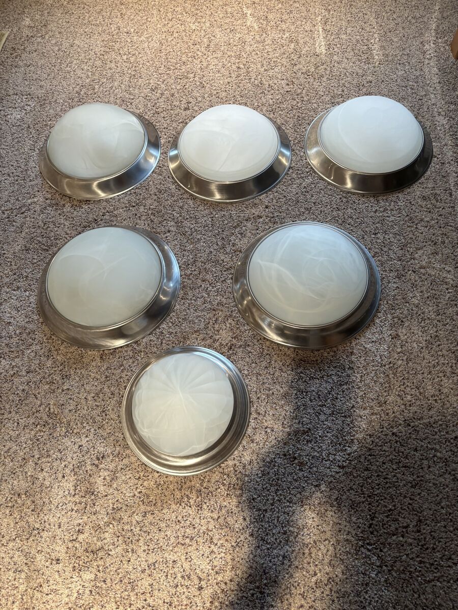 Brushed Nickel Etched Glass Flush Mount Light Fixtures