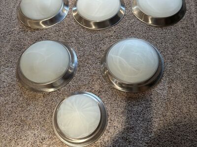 Brushed Nickel Etched Glass Flush Mount Light Fixtures