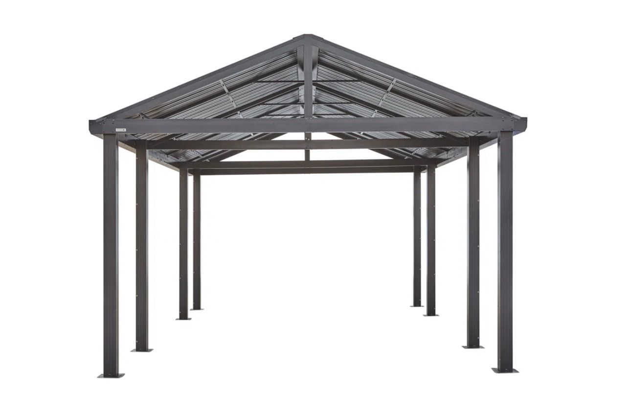 Sojag Black Outdoor Metal Carport High Galvanized Steel Frame, 10’ High, All-Weather Roof 20’X12’