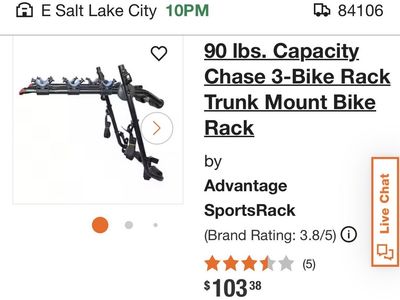 90 lbs. Capacity Chase 3-Bike Rack Trunk Mount Bike Rack $20