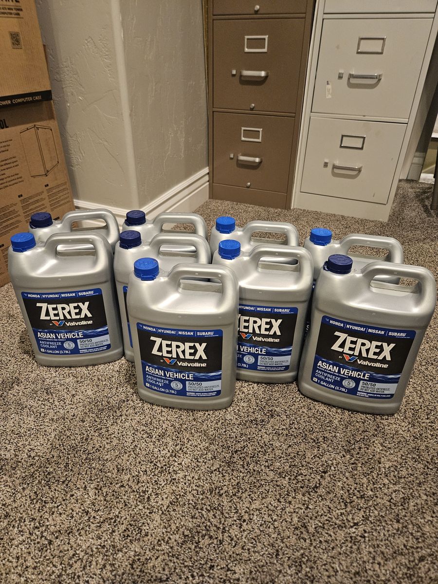 Valvoline Zerex Asian Vehicle 50/50 Prediluted Antifreeze Coolant 1 Gallon Blue lot of 9