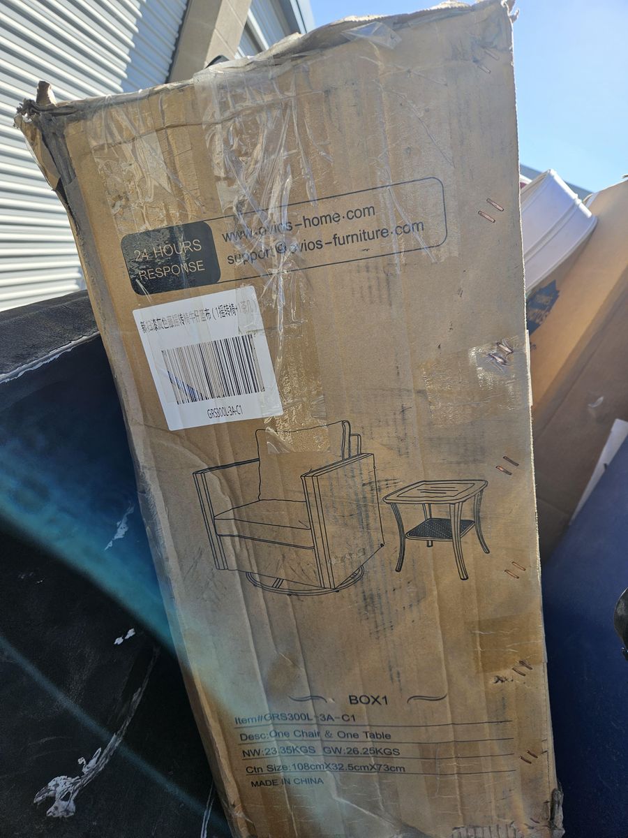 Ovios Patio Furniture Set - One Swivel Chair and One Table (Box 1)