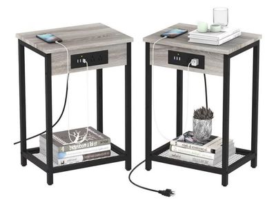 End Tables with Charging Station (Set of 2)