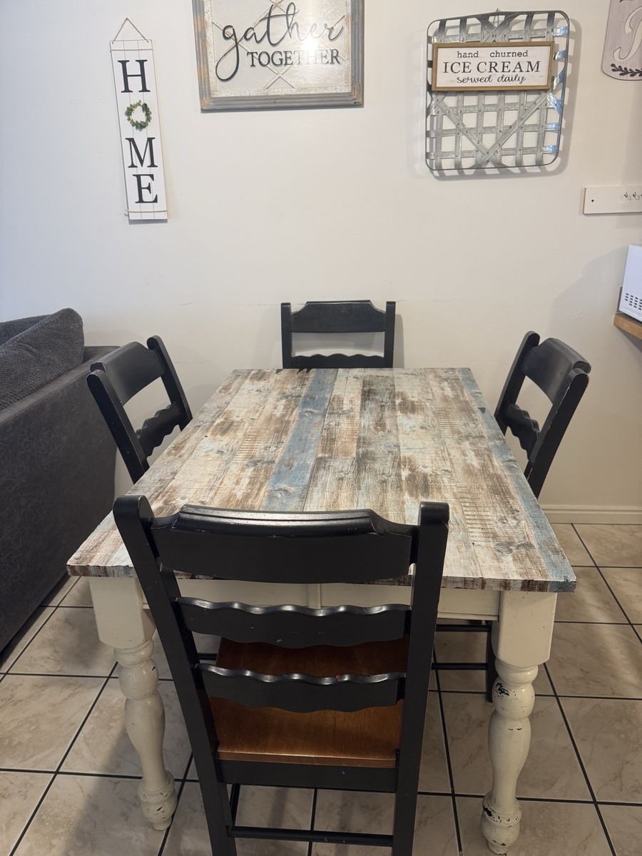 Dining Table and Chairs - Rustic 4-Seat Set