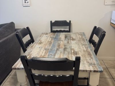 Dining Table and Chairs - Rustic 4-Seat Set