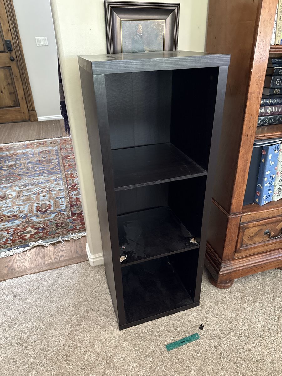 Black 3-Tier Cubby Storage Shelf - 18"W x 42"H x 13"D - Functional with Wear