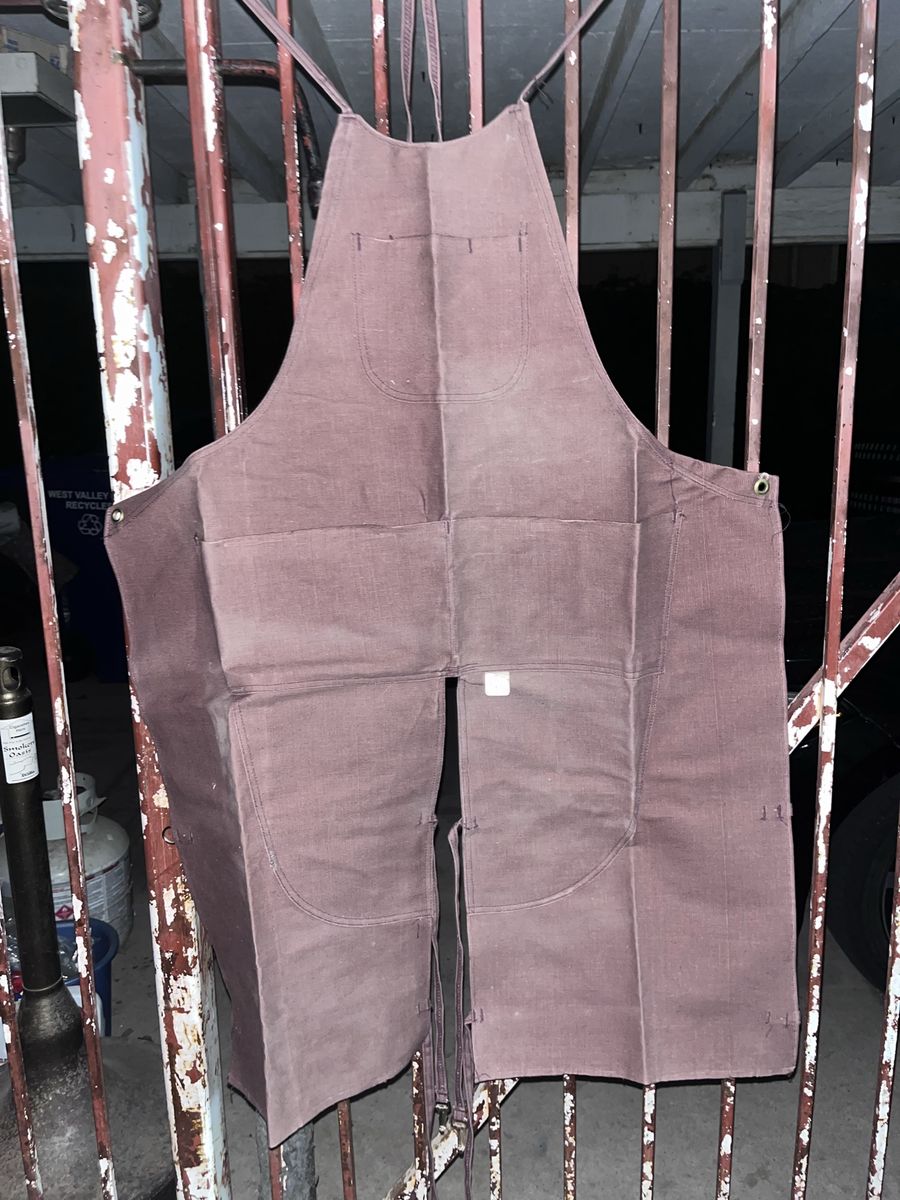 Heavy Duty Brown Canvas Work Apron Split Leg Welding Shop Apron