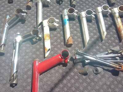Miscellaneous bicycle goosenecks and pedals for only $3-$5-$10 each