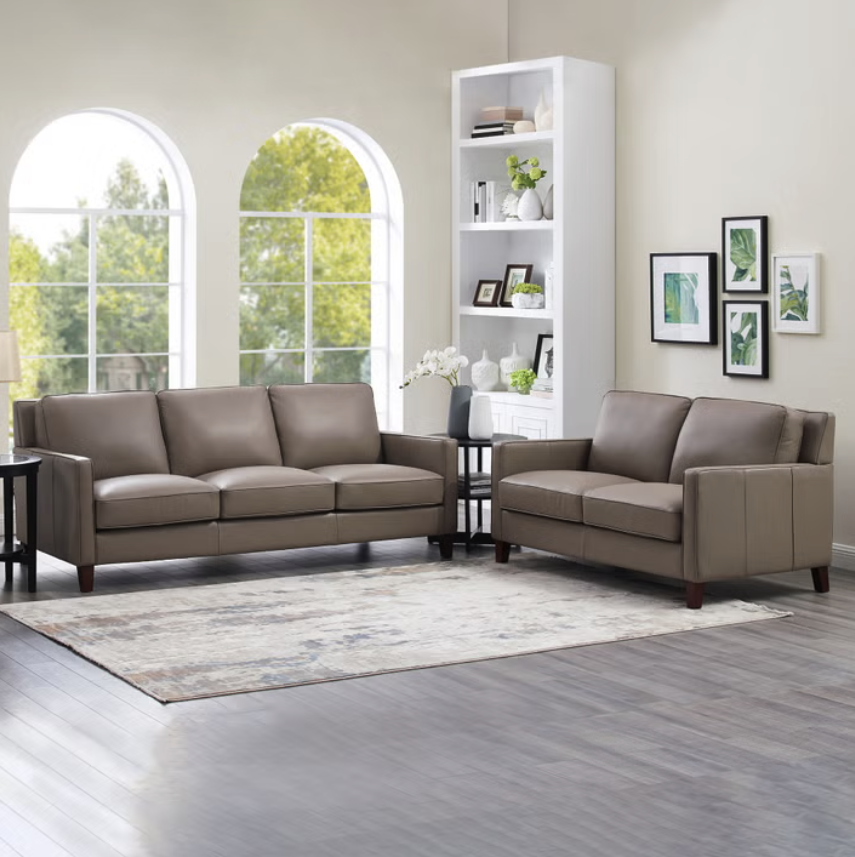 LABOR DAY SALE — WEST PARK 2-PIECE LEATHER SET — SOFA + LOVESEAT — ONLY $1,799!