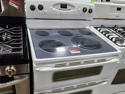 NICE WHITE MAYTAG DOUBLE OVEN GLASS TOP RANGE! W-WARRANTY