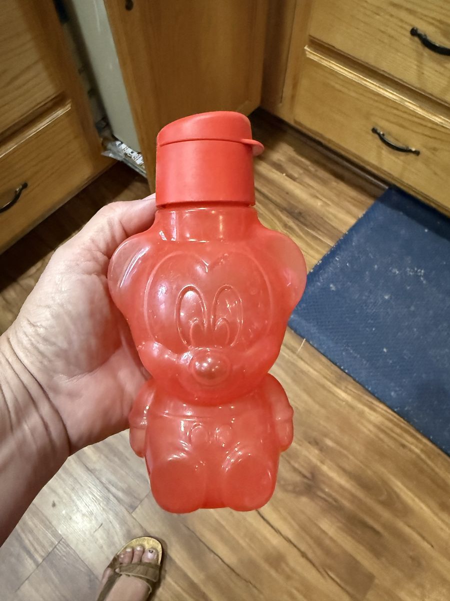 Tupperware Disney Mickey Mouse Eco Water Bottle Red Bear Shape