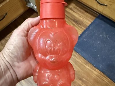 Tupperware Disney Mickey Mouse Eco Water Bottle Red Bear Shape