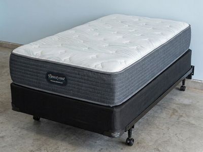 Beautyrest Pressuresmart Twin Mattress with Box Spring and Metal Frame