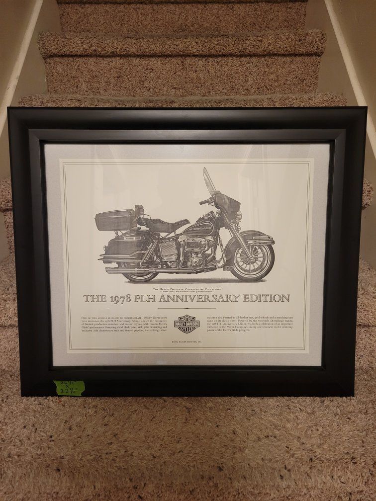 Framed Harley-Davidson 1978 FLH Anniversary Edition Print (26.5" x 22.5")