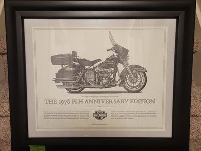 Framed Harley-Davidson 1978 FLH Anniversary Edition Print (26.5" x 22.5")